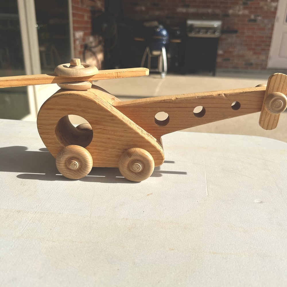 Wood Helicopter Toy For Kids 12 inches Christmas Gift - Picture 3 of 6
